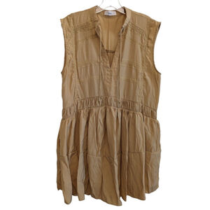 Talulah Dress Womens Lrg Sundress Sleeveless V-Neck Mustard Color Tiered Lined